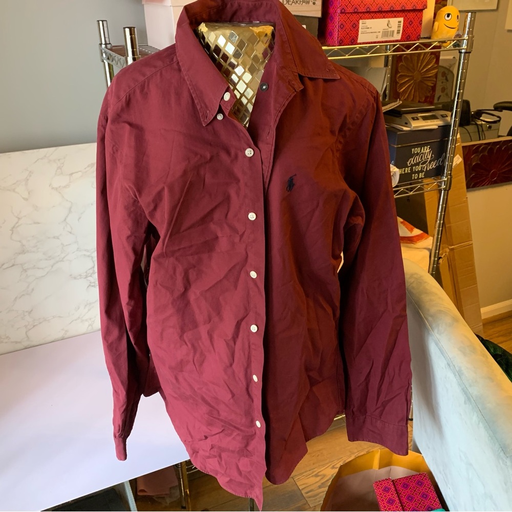 Burgundy Ralph Lauren Button Down great condition Large